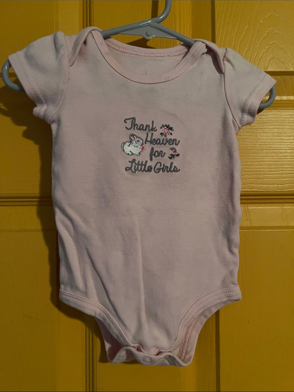 NEWBORN - 6 MONTHS BABY STARTERS BABY GIRL ONESIE PINK SHORT SLEEVE EMBROIDERED